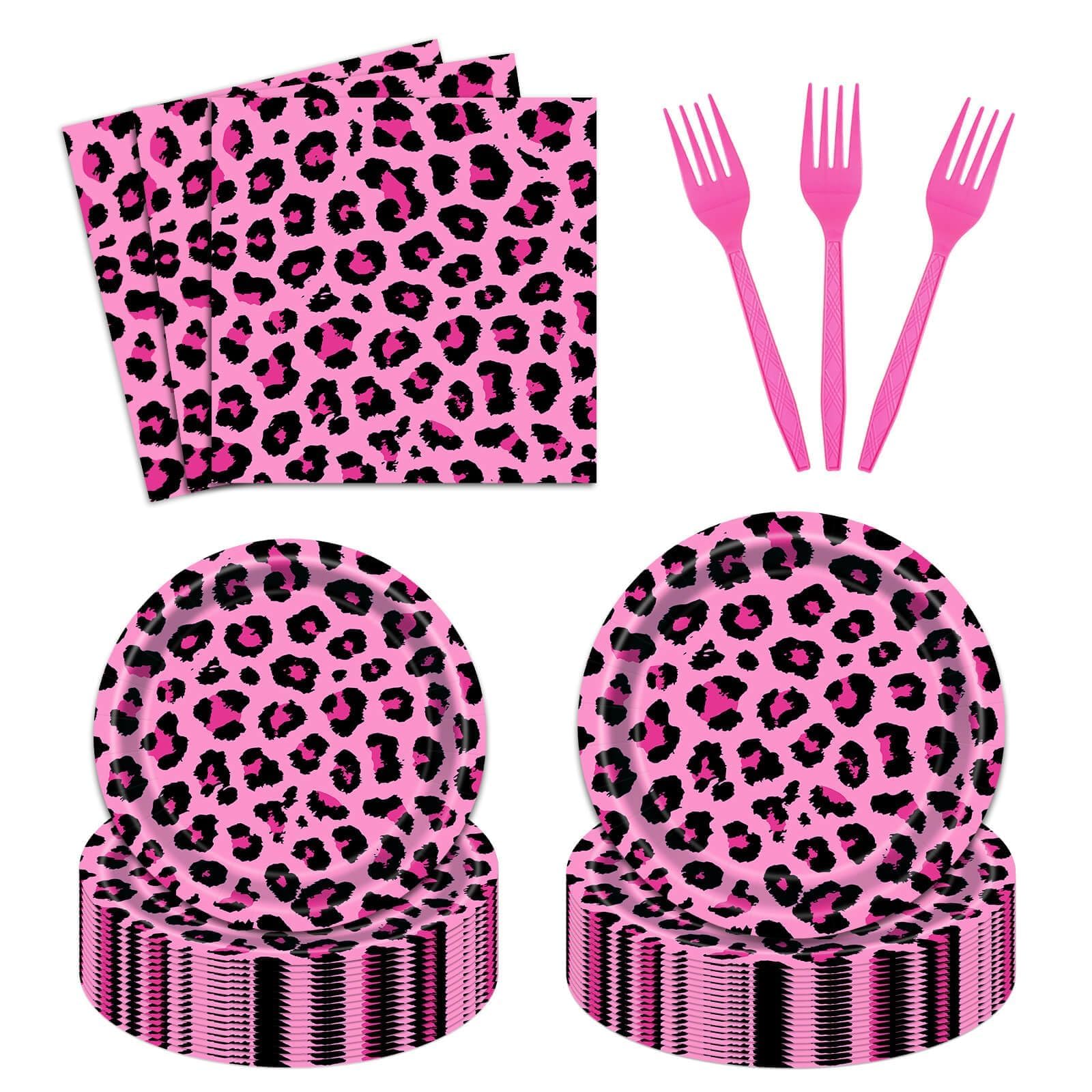 Amazon.com: Black Pink Leopard Deluxe Party Supplies 96Pcs